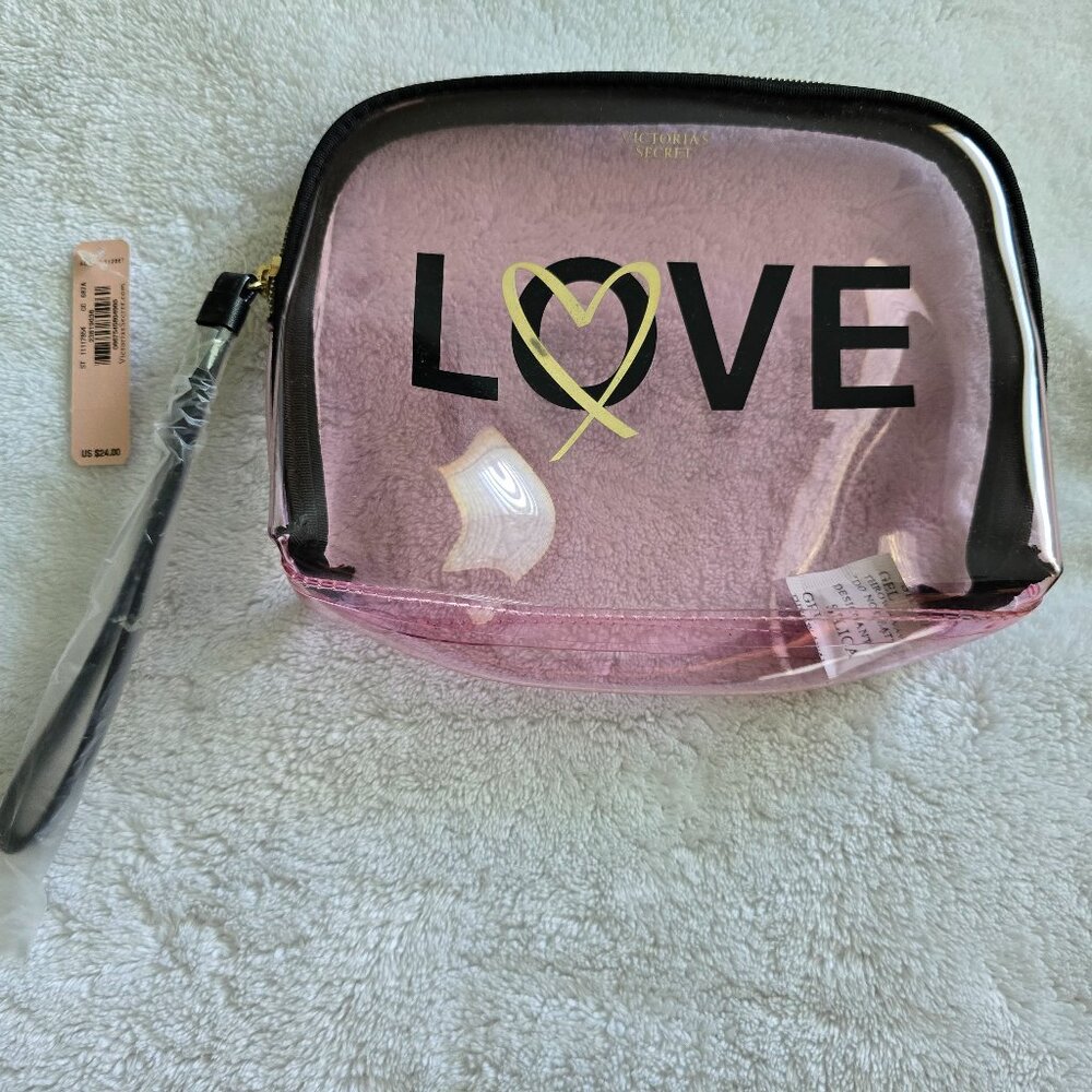 NWT Victoria's Secret LOVE logo clear clutch